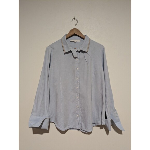 Ken Okada Paris Womens XL Blue LS Shirt Asymmetrical Pleats Designer Unique - Picture 2 of 7